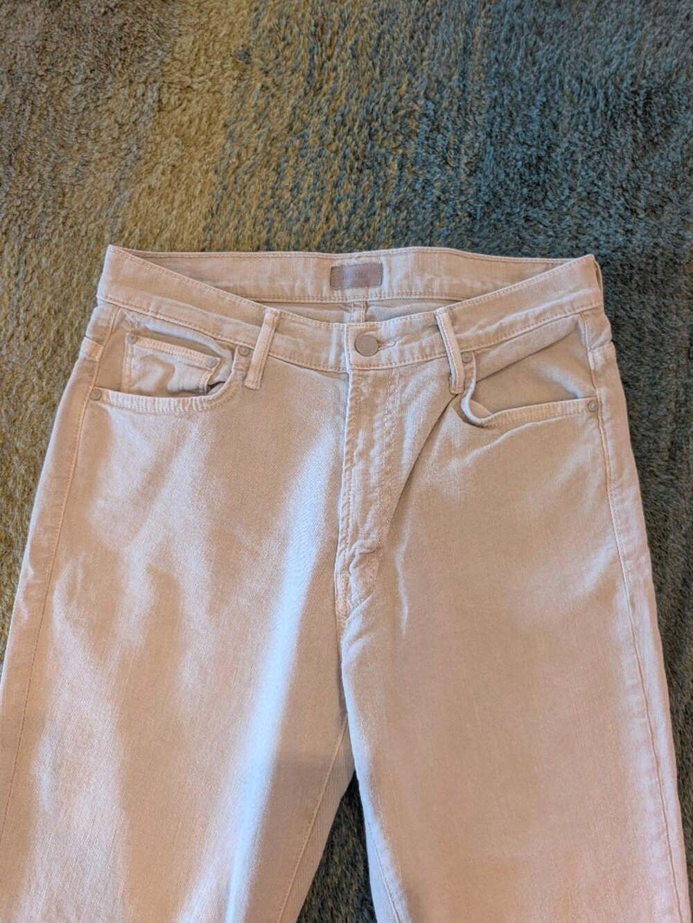 MOTHER The Insider Ankle Fray in Chalk It Up 30 x 27 Jeans Pants denim Tan beige - Picture 8 of 16